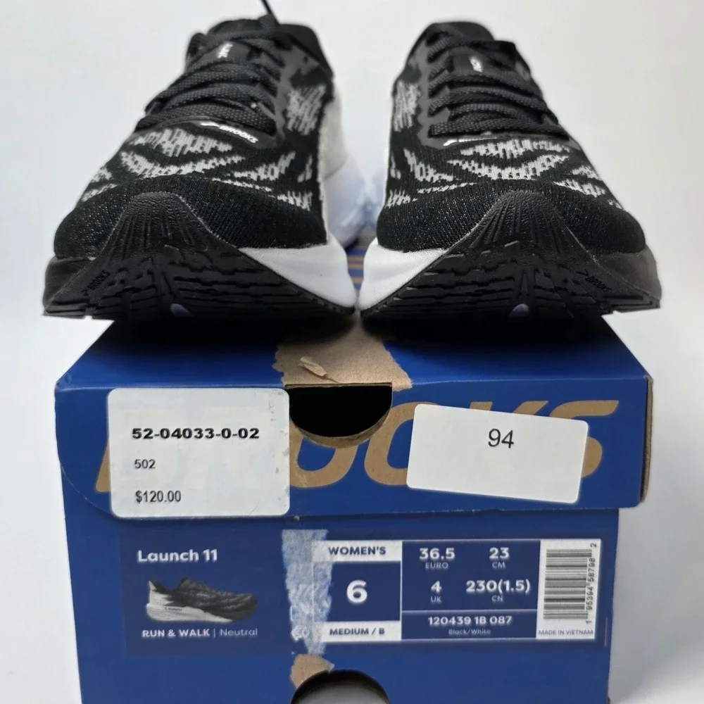 NEW Brooks Launch 11 Women's Run & Walk Shoes Black/White Size 6‎ Medium/B #0803